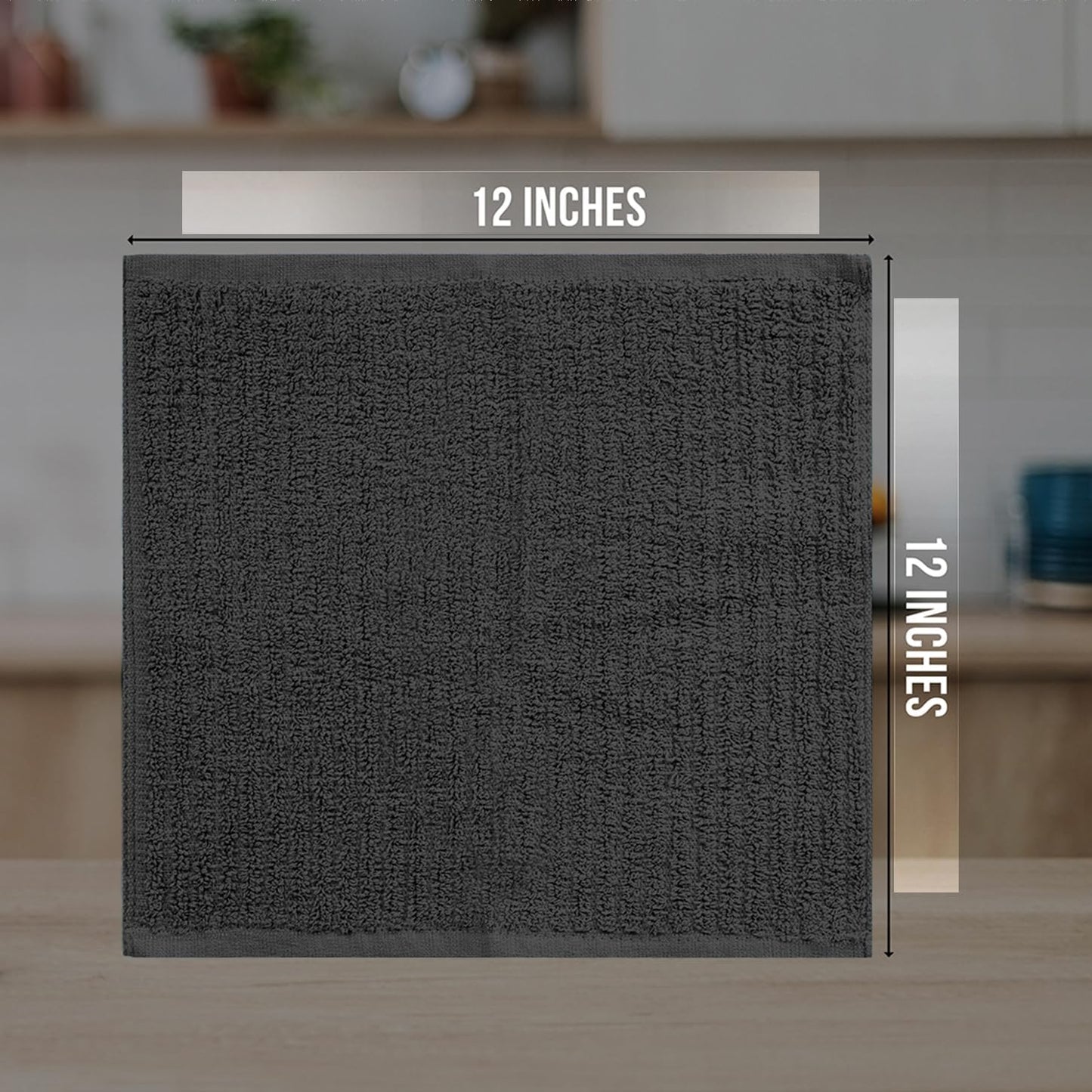Premium Ribbed Bar Mops Grey – | 100% Cotton | 12" x 12" | 20 Oz per Dzn