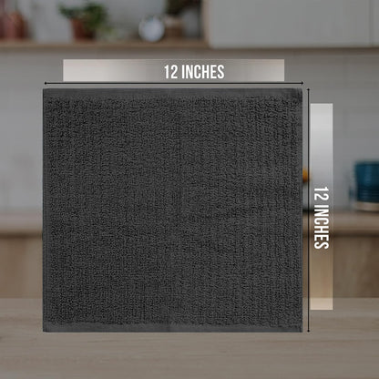 Premium Ribbed Bar Mops Grey – | 100% Cotton | 12" x 12" | 20 Oz per Dzn