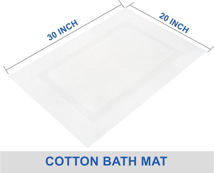 ZUPERIA White Bath Mats – 20" x 30" | 100% Cotton | 645 GSM