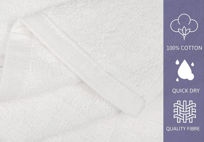 White Bath Towels (30x54 Inches) – 100% Cotton | 450 GSM | Pack of 7