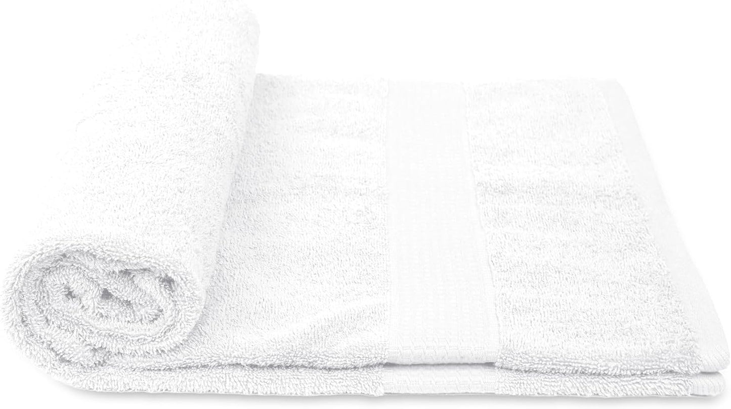 White/Black Bath Towels (30 x 60 Inches) – 100% Ring-Spun Cotton | 500 GSM | Pack of 4