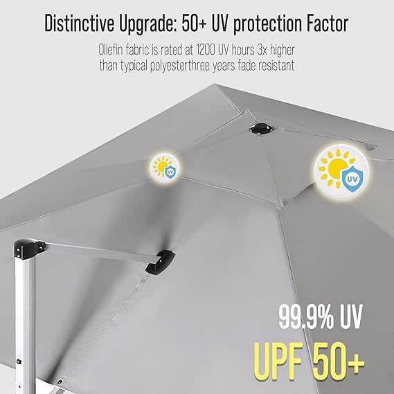 Cantilever Patio Umbrella (10x10 ft, Navy, Solar LED)