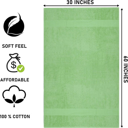 Sage Bath Towels (30 x 60 Inches) – 100% Ring-Spun Cotton | 500 GSM | Pack of 4
