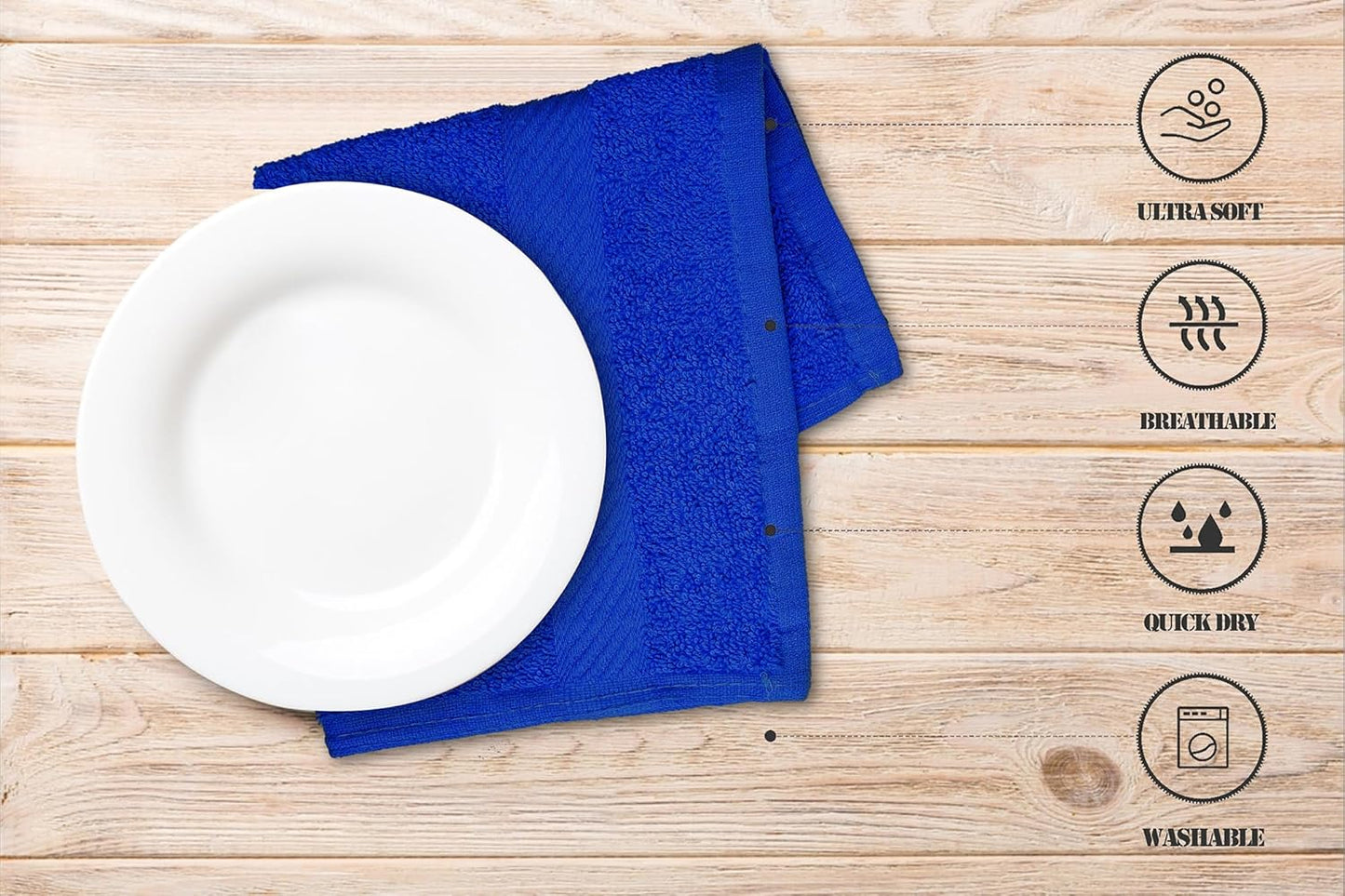 Premium Ribbed Bar Mops Plain Multi – | 100% Cotton | 12" x 12" | 20 Oz per Dzn