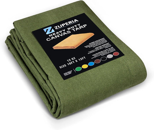 Zuperia Heavy Duty Canvas Tarp (10' x 12' ft - Pack of 1)