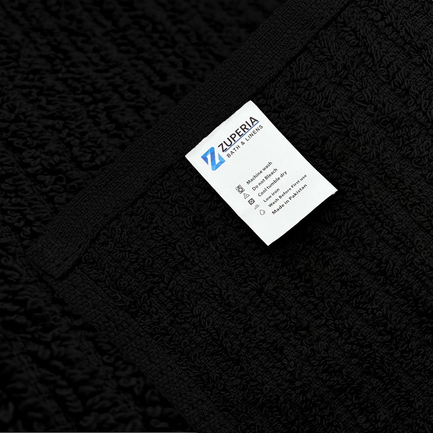 Premium Ribbed Bar Mops Black – | 100% Cotton | 12" x 12" | 20 Oz per Dzn