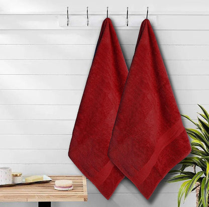 Burgundy Bath Towels (30 x 60 Inches) – 100% Ring-Spun Cotton | 500 GSM| Pack of 4