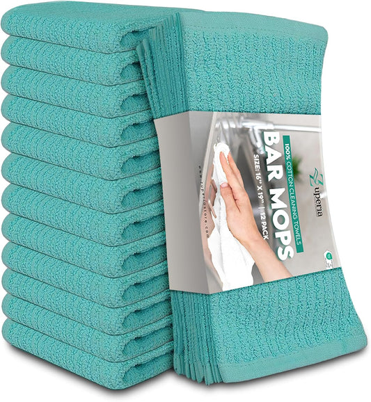 Bar Mop Towels Aqua – 16" x 19" | 100% Ring-Spun Cotton | 32 Oz per Dzn