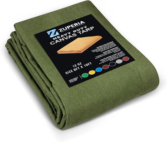 Zuperia Heavy Duty Canvas Tarp (8' x 10' ft - Pack of 1)