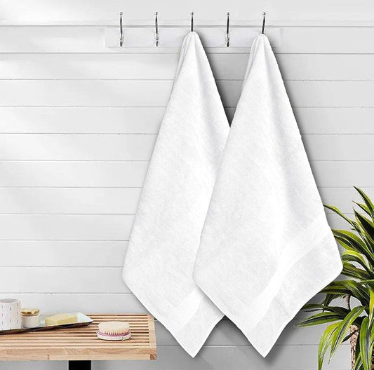 White Bath Towels (30 x 60 Inches) – 100% Ring-Spun Cotton | 500 GSM | Pack of 4