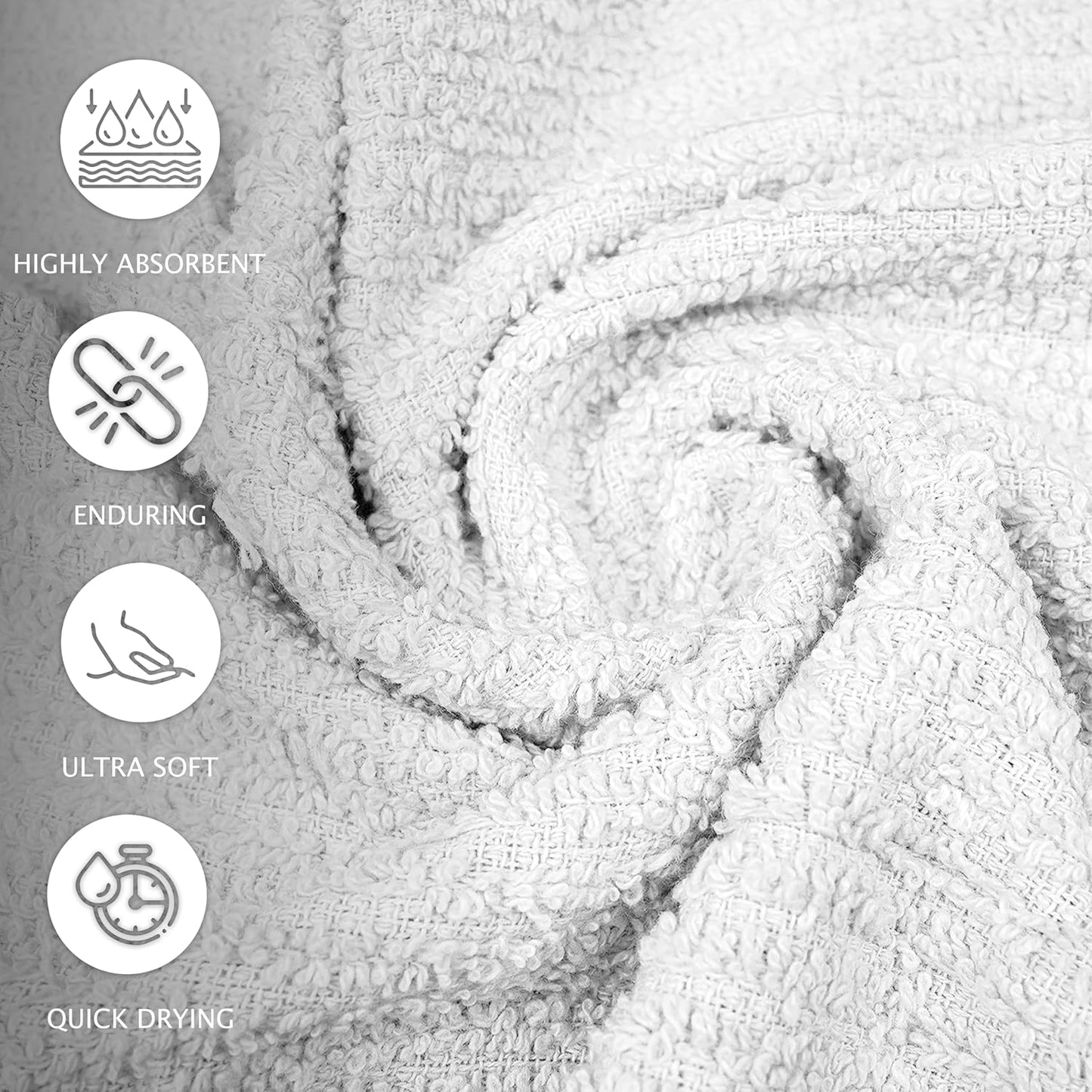 Bar Mop Towels White – 16" x 19" | 100% Ring-Spun Cotton | 32 Oz per Dzn