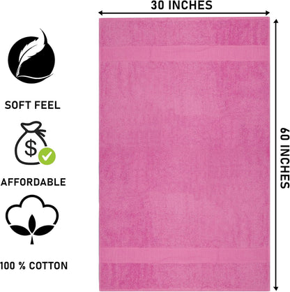 Navy/Pink Bath Towels (30 x 60 Inches) – 100% Ring-Spun Cotton | 500 GSM | Pack of 4