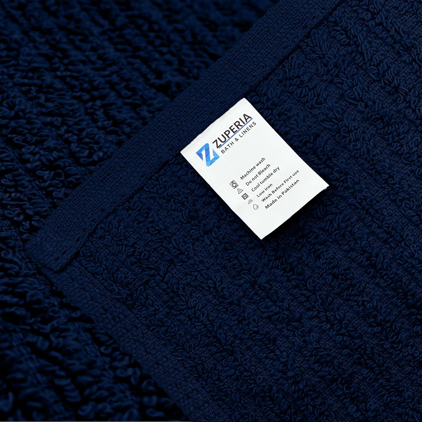 Premium Ribbed Bar Mops Navy Blue– | 100% Cotton | 12" x 12" | 20 Oz per Dzn