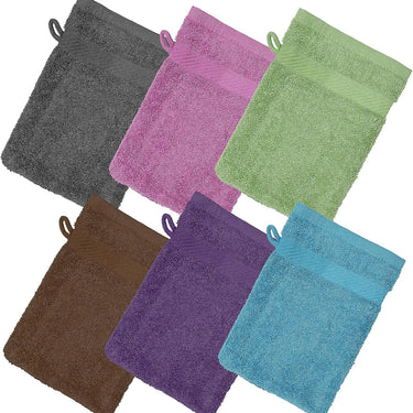 ZUPERIA Premium 100% Cotton Bath Mitts (Multicolor) - Soft & Absorbent Washcloths with Loop