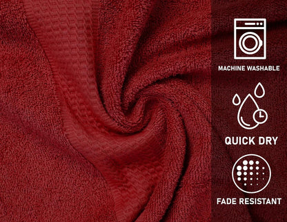Burgundy Bath Towels (30 x 60 Inches) – 100% Ring-Spun Cotton | 500 GSM| Pack of 4