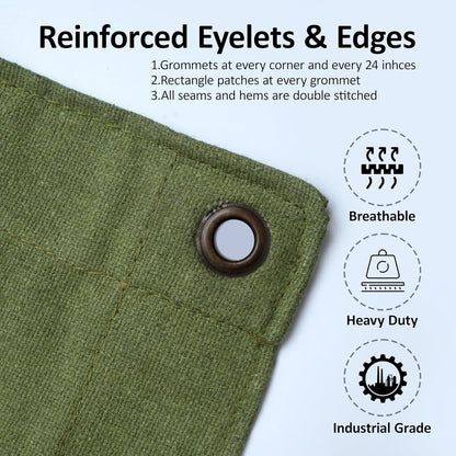 Zuperia Heavy Duty Canvas Tarp (8' x 10' ft - Pack of 1)