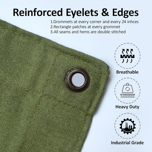Zuperia Heavy Duty Canvas Tarp (8' x 10' ft - Pack of 2)
