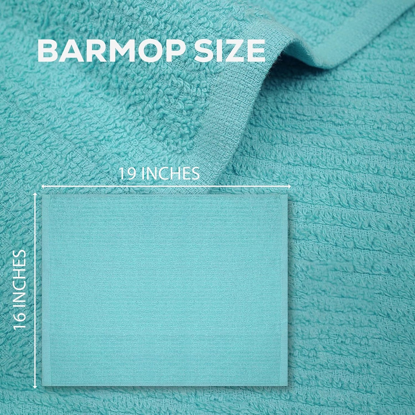 Bar Mop Towels Aqua – 16" x 19" | 100% Ring-Spun Cotton | 32 Oz per Dzn