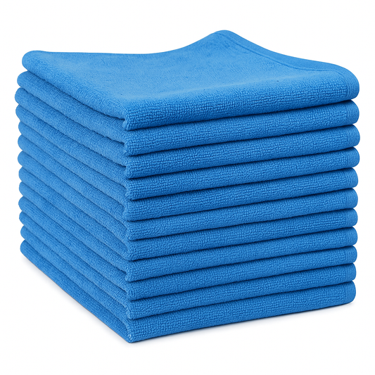 Premium 14x26 Microfiber Hand Towel with Border - 350 GSM| Pack of 12 | Blue
