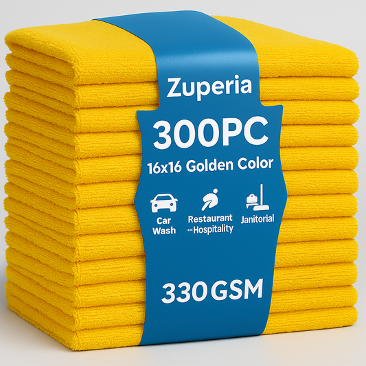 Bulk 16x16 Microfiber Towels - Gold, 330 GSM | 300 Count Bale