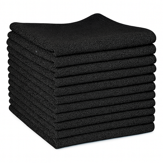 Premium 14x26 Microfiber Hand Towel with Border - 350 GSM| Pack of 12 | Black