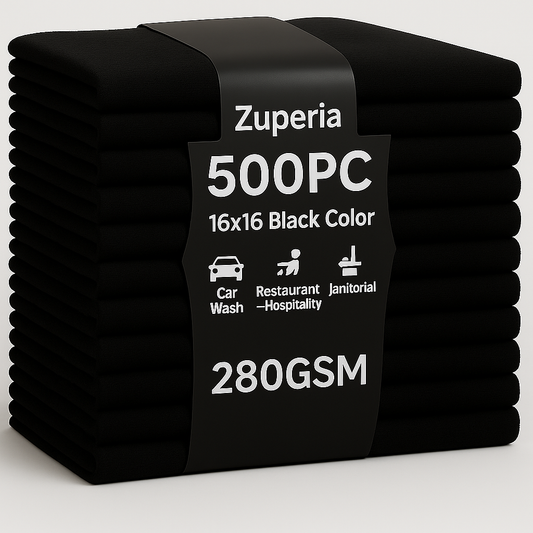 Bulk 16x16 Microfiber Towels -GSM 280 |Black| 500 PCS