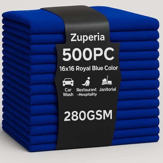 Bulk 16x16 Microfiber Towels -GSM 280 |Royal Blue| 500 PCS
