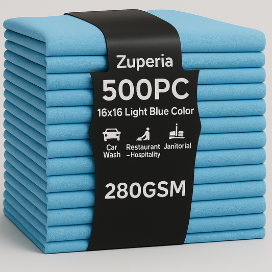 Bulk 16x16 Microfiber Towels -GSM 280 |Light Blue| 500 PCS