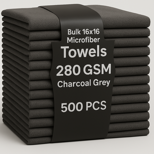Bulk 16x16 Microfiber Towels -GSM 280 |Charcoal Gray| 500 PCS