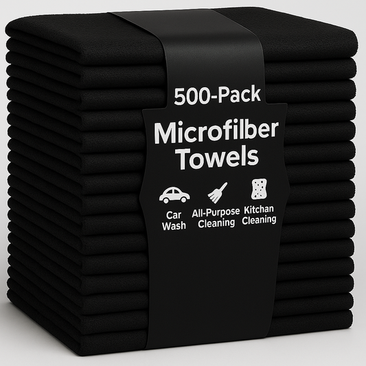 16x16 Irregular Microfiber Towels Pack of 500 – 250 GSM | Bulk Bale Pack | Black