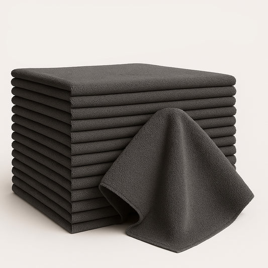Bulk 16x27 Premium Microfiber Hand Towels - 370 GSM - Pack of 12 |Black|