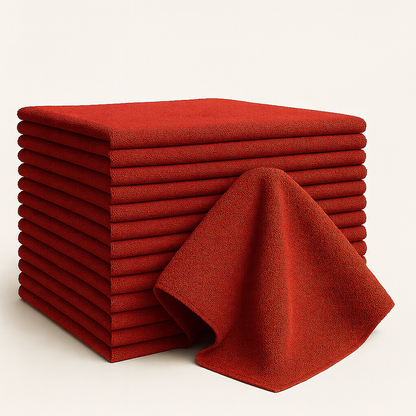 Bulk 16x27 Edgeless Microfiber Hand Towels 370 GSM - Pack of 12|RED|