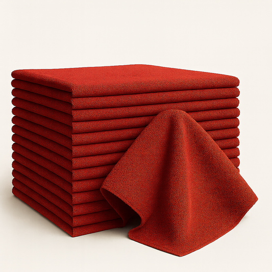 Bulk 16x27 Edgeless Microfiber Hand Towels 370 GSM - Pack of 12|RED|