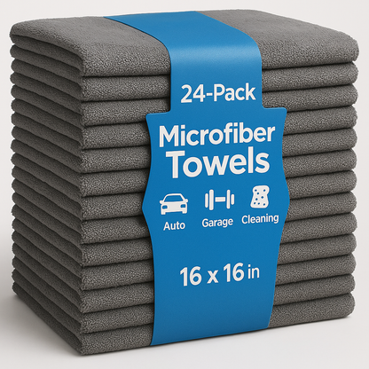 24-Pack 16x16 Microfiber Towels - 330 GSM |Gray|