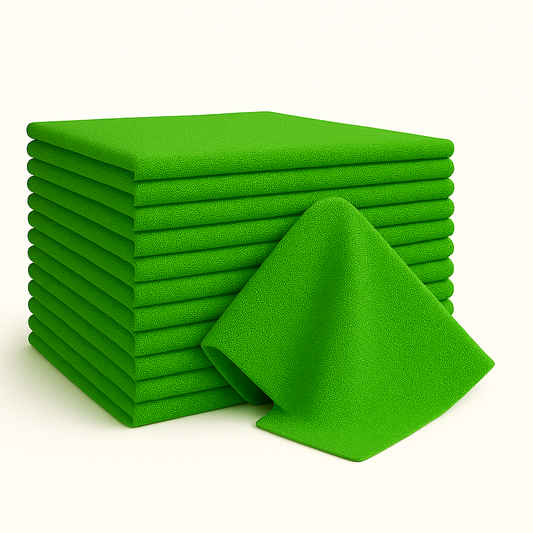 Bulk 16x27 Edgeless Microfiber Hand Towels 370 GSM - Pack of 12|Green|