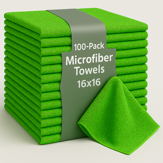 Bulk 16x16 Microfiber Vending Towels - 100 Pack |Green|