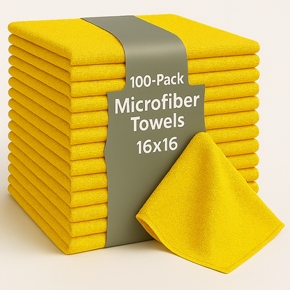 Bulk 16x16 Microfiber Vending Towels - 100 Pack |Yellow|