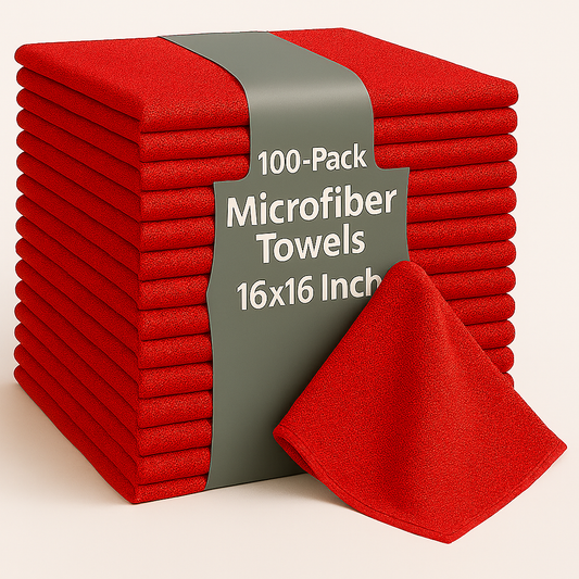 Bulk 16x16 Microfiber Vending Towels - 100 Pack |Red|