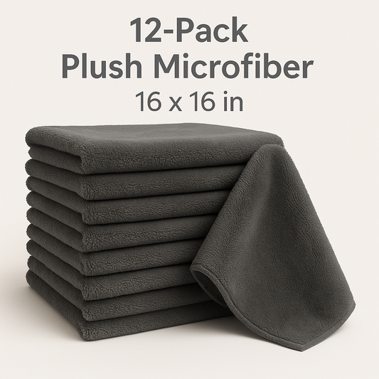 Bulk 16x16 Gray Plush Microfiber Towels -  360 GSM