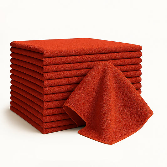 Bulk 16x27 Premium Microfiber Hand Towels - 370 GSM - Pack of 12 |Red|
