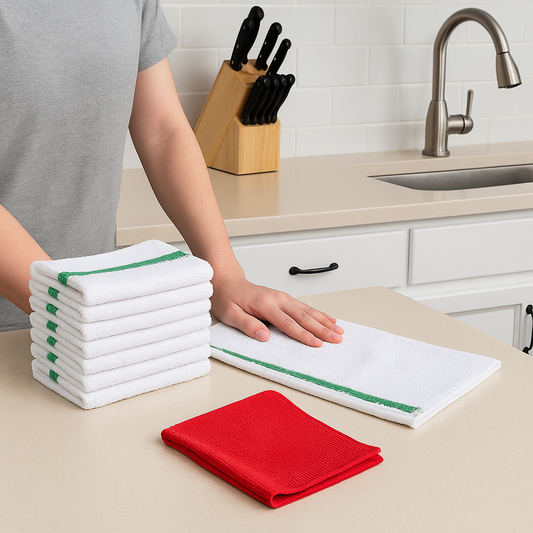 14"x17" Microfiber Bar Mop Towel – Pack of 36 - 290 GSM |Green|