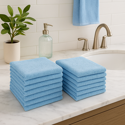 Premium Microfiber Cleaning Cloth – 12x12 Inch- Pack of 12 -Blue