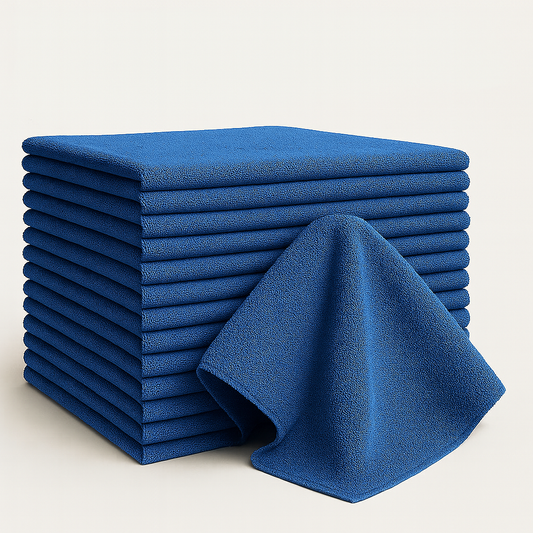 Bulk 16x27 Edgeless Microfiber Hand Towels 370 GSM - Pack of 12|Blue|