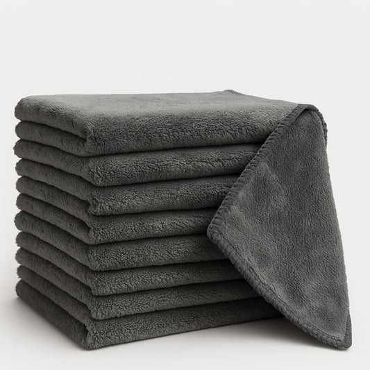Bulk 16x16 Gray Plush Microfiber Towels -  360 GSM
