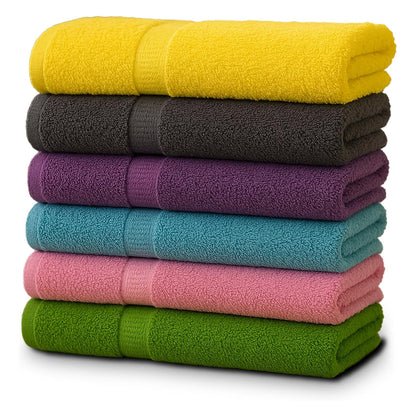 Mulitcolor Bath Towels (30x60Inches) – 100% Cotton | 500 GSM | Pack of 6