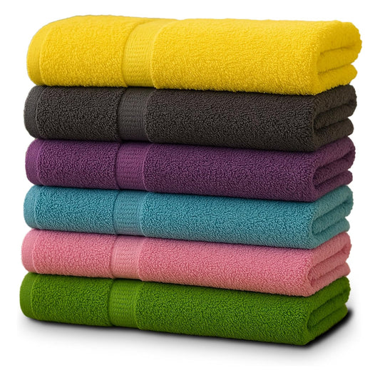 Mulitcolor Bath Towels (30x60Inches) – 100% Cotton | 500 GSM | Pack of 6