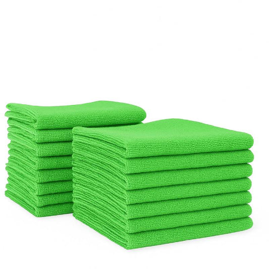 Premium Microfiber Cleaning Cloth – 12x12 Inch - Pack of 12 -Green