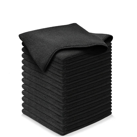 14x14 Microfiber Towels – Finished Edges - 250 GSM - 600 Pcs Pack |Black|