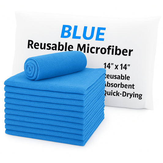 14x14 Microfiber Cleaning Towels – 50 Pack  |Blue|