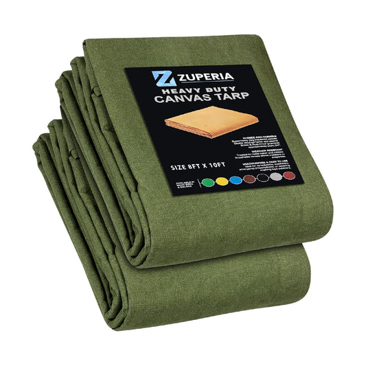 Zuperia Heavy Duty Canvas Tarp (8' x 10' ft - Pack of 2)